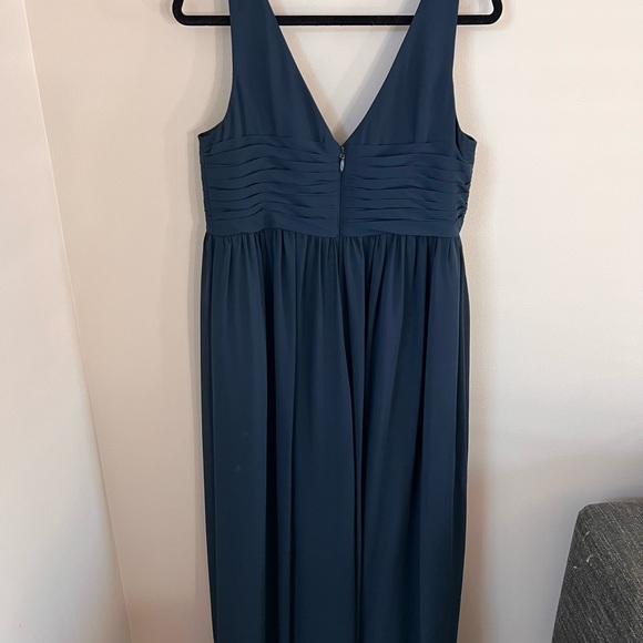 A-Line V-Neck Chiffon Floor-Length Maternity Dress Dark Navy Azazie Yetta - Picture 12 of 14